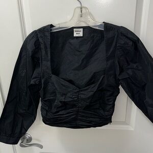 Sunday Best Elegant Black Ruched Blouse